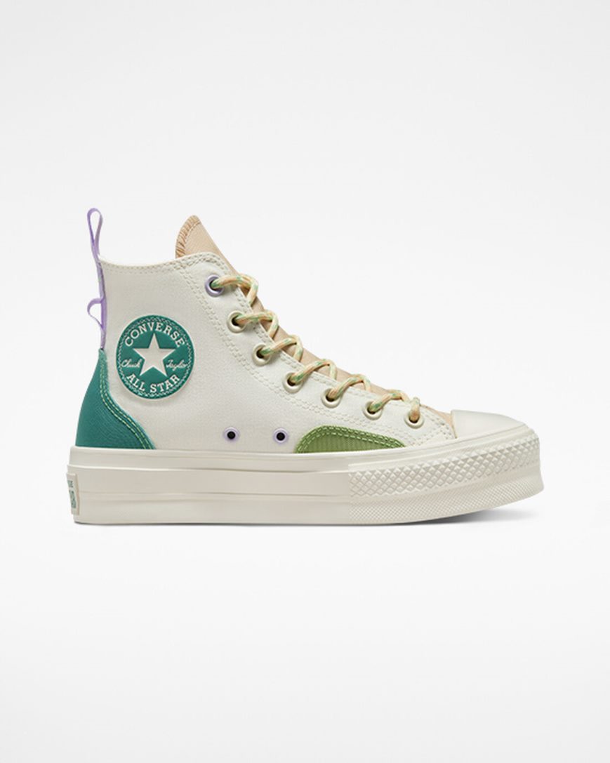 Women\'s Converse Chuck Taylor All Star Lift Colorblock Overlay High Top Platform Shoes Beige | AU C3E15C